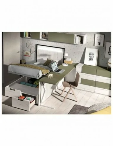 Dormitorio juvenil  moderno colores y medidas a elegir  cama compacta o nido escritorios y armarios (65)