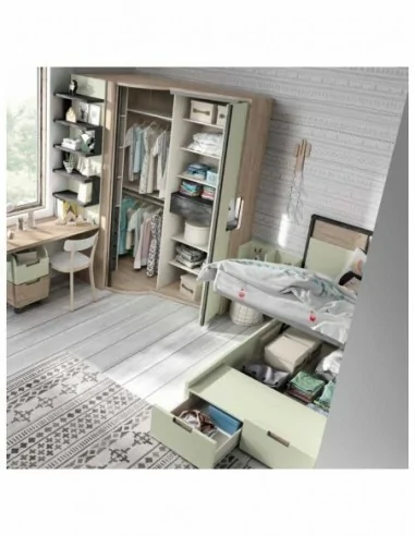 Dormitorio juvenil  moderno colores y medidas a elegir  cama compacta o nido escritorios y armarios (67)