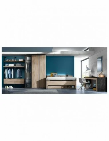 Dormitorio juvenil  moderno colores y medidas a elegir  cama compacta o nido escritorios y armarios (77)