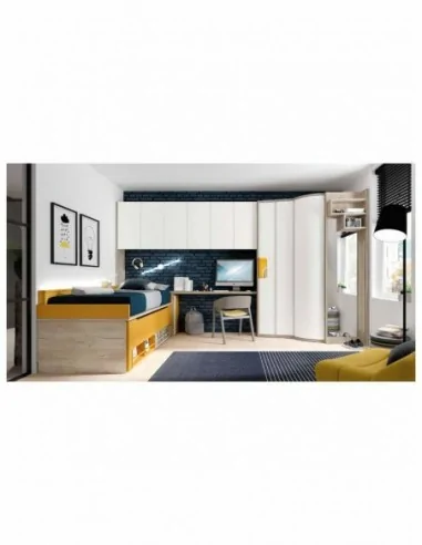 Dormitorio juvenil  moderno colores y medidas a elegir  cama compacta o nido escritorios y armarios (78)
