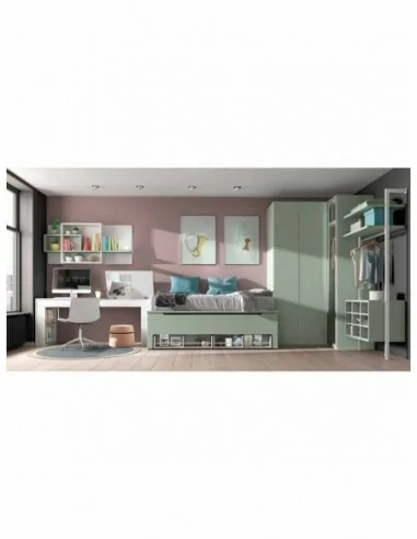 Dormitorio juvenil  moderno colores y medidas a elegir  cama compacta o nido escritorios y armarios (79)