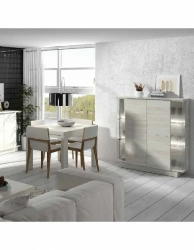 Composicion modular de salon moderna con vitrinas muebles colgados a diseño  (110)
