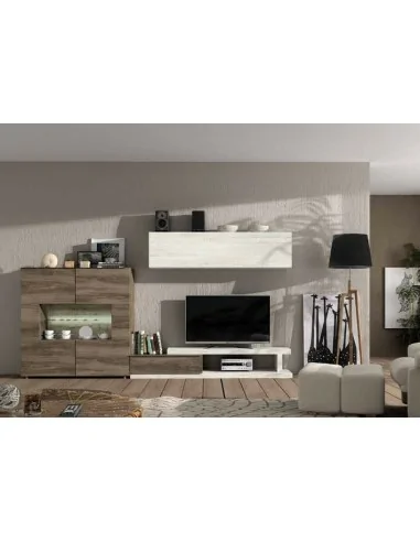 Composicion modular de salon moderna con vitrinas muebles colgados a diseño  (138)