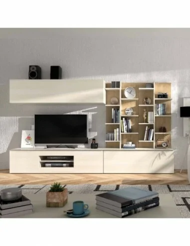 Composicion modular de salon moderna con vitrinas muebles colgados a diseño  (139)