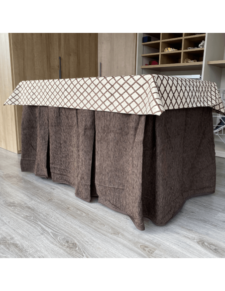 Ropa chenilla 8  pliegues Chocolate costura reforzada con tapete Libano Choco