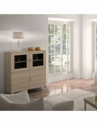 Composicion modular de salon moderna con vitrinas muebles colgados a diseño  (204)