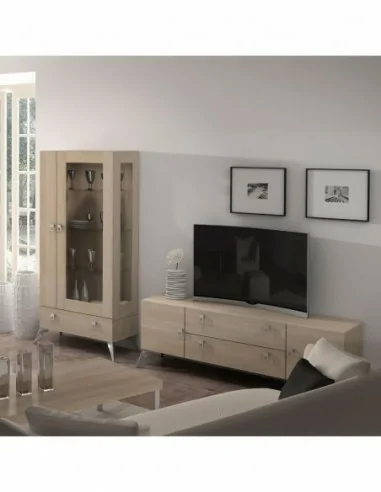 Composicion modular de salon moderna con vitrinas muebles colgados a diseño  (205)