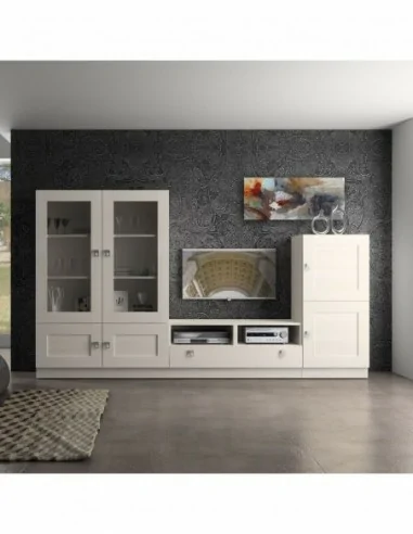Composicion modular de salon moderna con vitrinas muebles colgados a diseño  (207)