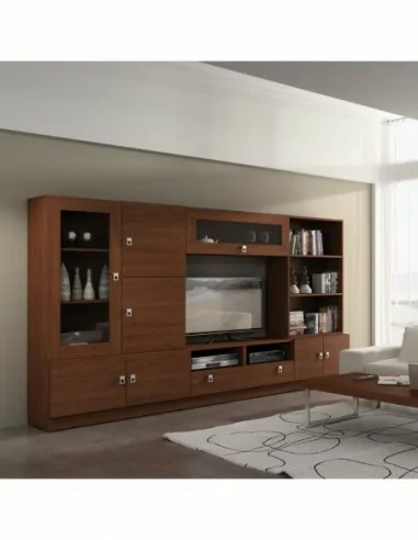 Composicion modular de salon moderna con vitrinas muebles colgados a diseño  (210)
