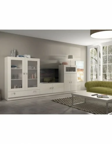Composicion modular de salon moderna con vitrinas muebles colgados a diseño  (211)
