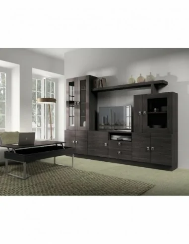 Composicion modular de salon moderna con vitrinas muebles colgados a diseño  (212)