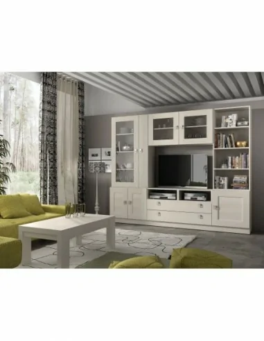 Composicion modular de salon moderna con vitrinas muebles colgados a diseño (219)