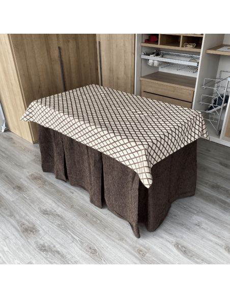 Ropa chenilla 8  pliegues Chocolate costura reforzada con tapete Libano Choco