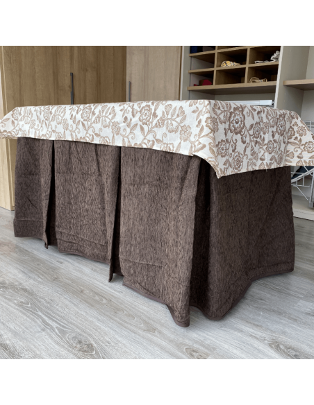 Ropa chenilla 8  pliegues Chocolate costura reforzada con tapete Resinado Choco