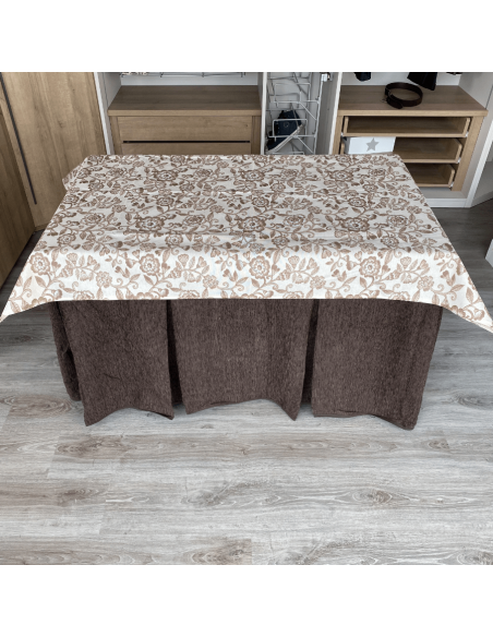 Ropa chenilla 8  pliegues Chocolate costura reforzada con tapete Resinado Choco