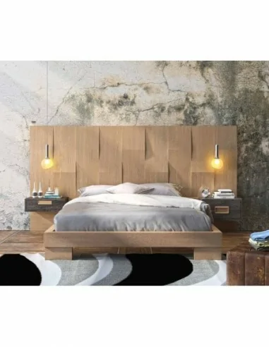Dormitorio de matrimonio diseño moderno con mesitas comoda y cabecero a juego diferentes colores (1)
