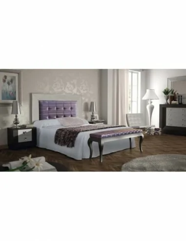 Dormitorio de matrimonio diseño moderno con mesitas comoda y cabecero a juego diferentes colores (12)