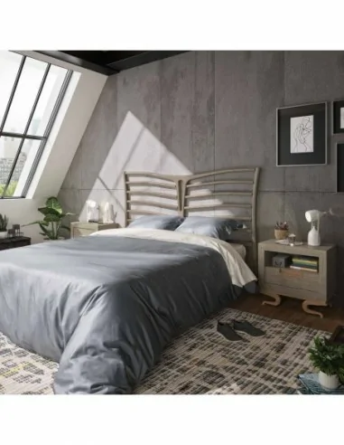 Dormitorio de matrimonio diseño moderno con mesitas comoda y cabecero a juego diferentes colores (5)
