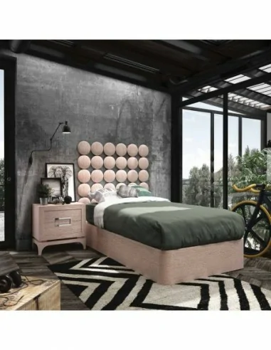 Dormitorio de matrimonio diseño moderno con mesitas comoda y cabecero a juego diferentes colores (7)