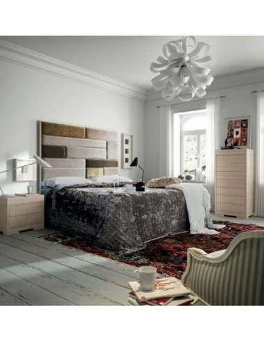 Dormitorio de matrimonio diseño moderno con mesitas comoda y cabecero a juego diferentes colores (8)