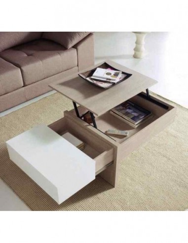 Mesa de centro elevable con cajones...