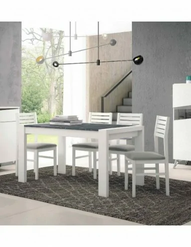 Mesas de comedor extensibles con sillas de madera a juego con diferentes colores a elegir (1)