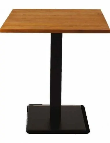Mesas de salon altas y bajas para taburetes hechas de madera natural barnizada patas metalicas (14)