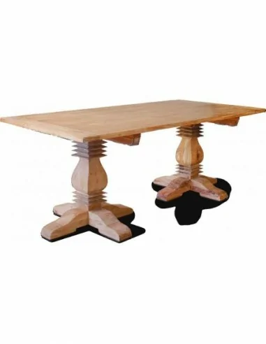 Mesas de salon altas y bajas para taburetes hechas de madera natural barnizada patas metalicas (15)