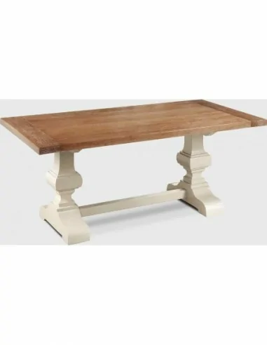 Mesas de salon altas y bajas para taburetes hechas de madera natural barnizada patas metalicas (16)