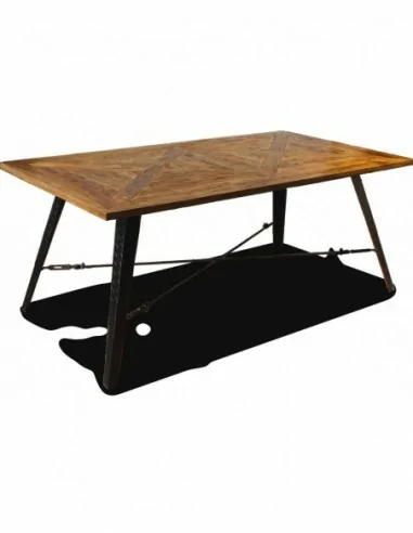 Mesas de salon altas y bajas para taburetes hechas de madera natural barnizada patas metalicas (19)