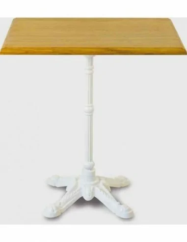 Mesas de salon altas y bajas para taburetes hechas de madera natural barnizada patas metalicas (3)