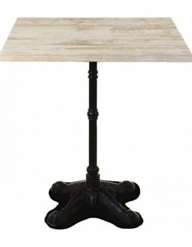 Mesas de salon altas y bajas para taburetes hechas de madera natural barnizada patas metalicas (6)