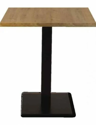 Mesas de salon altas y bajas para taburetes hechas de madera natural barnizada patas metalicas (7)