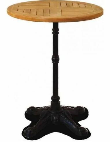 Mesas de salon altas y bajas para taburetes hechas de madera natural barnizada patas metalicas (8)