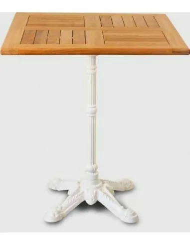 Mesas de salon altas y bajas para taburetes hechas de madera natural barnizada patas metalicas (9)