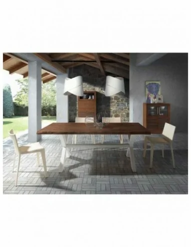 Mesa de comedor con sillas y mesa de centro a juego en madera maciza estilo industrial (23)