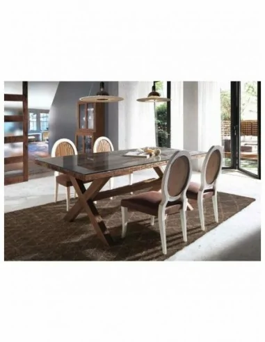 Mesa de comedor con sillas y mesa de centro a juego en madera maciza estilo industrial (25)