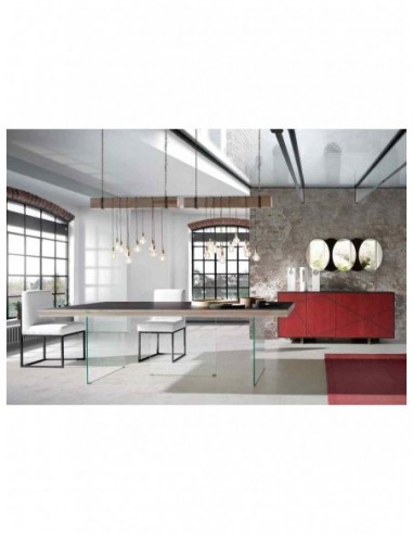 Mesas de comedor y centro diseño moderno a medida con tableros de madera y patas de metal (1)