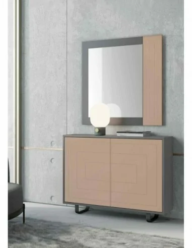 Mueble auxiliar de diseño moderno zapatero a pared con puerta y espejo trampones o puertas (2).1