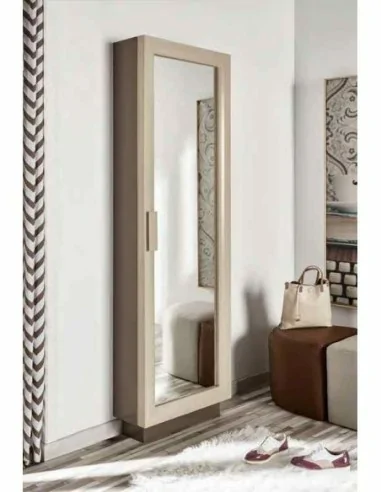 Mueble auxiliar de diseño moderno zapatero a pared con puerta y espejo trampones o puertas (2)