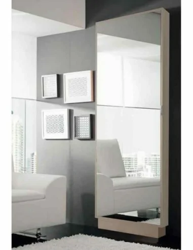 Mueble auxiliar de diseño moderno zapatero a pared con puerta y espejo trampones o puertas (3)