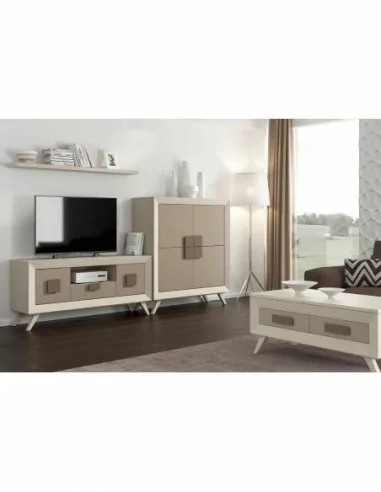 Muebles de salon diseño moderno con varios colores a elegir mezcla de madera patas altas (1)
