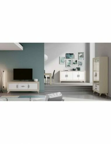 Muebles de salon diseño moderno con varios colores a elegir mezcla de madera patas altas (17)