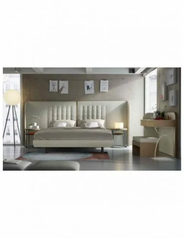 Dormitorio de matrimonio completo diseño moderno con cabeceros tapizados led y mesitas bajas (13)