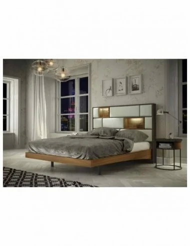 Dormitorio de matrimonio completo diseño moderno con cabeceros tapizados led y mesitas bajas (14)