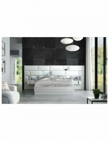 Dormitorio de matrimonio completo diseño moderno con cabeceros tapizados led y mesitas bajas (15)