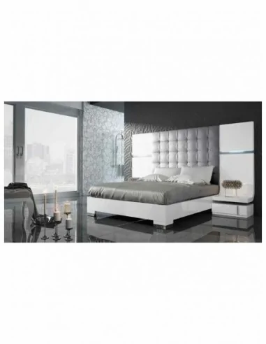 Dormitorio de matrimonio completo diseño moderno con cabeceros tapizados led y mesitas bajas (2)