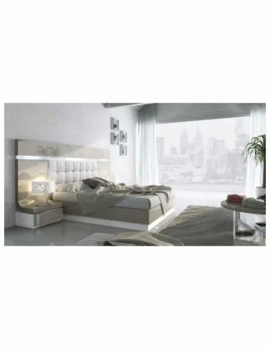 Dormitorio de matrimonio completo diseño moderno con cabeceros tapizados led y mesitas bajas (3)