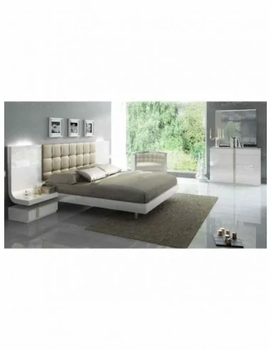 Dormitorio de matrimonio completo diseño moderno con cabeceros tapizados led y mesitas bajas (4)