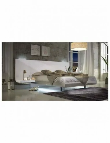 Dormitorio de matrimonio completo diseño moderno con cabeceros tapizados led y mesitas bajas (5)